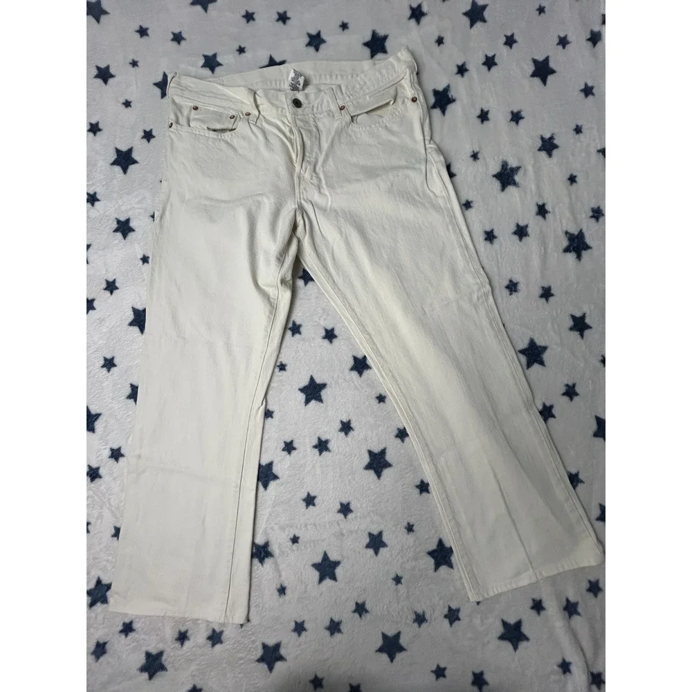 GUESS Jeans Mens 36x32 White Straight Leg Denim Jeans 100% Cotton USA